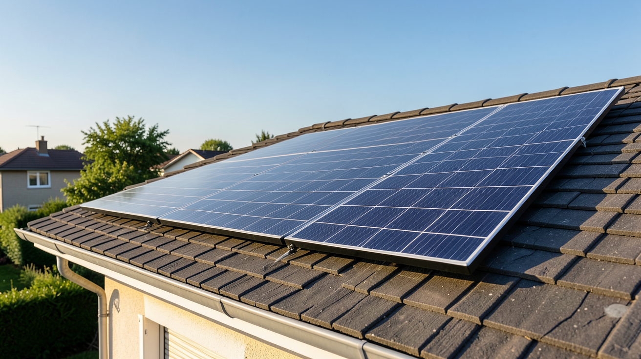 panneau solaire monocristallin 400W installé sur le toit d'une maison individuelle