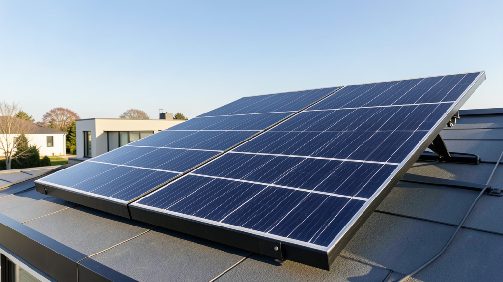 panneau solaire monocristallin 400W installé sur le toit d'une maison moderne