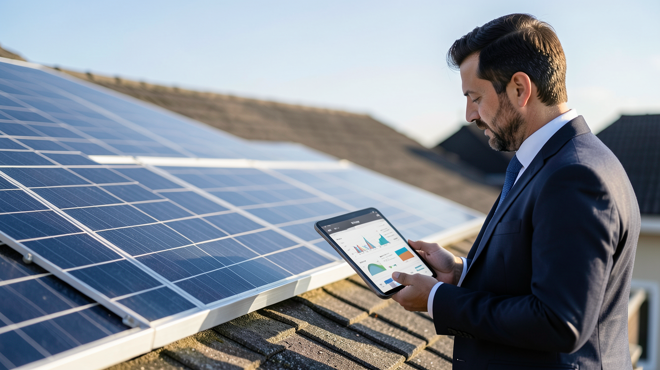 panneau solaire monocristallin installé sur un toit avec calcul du retour sur investissement personnalisé