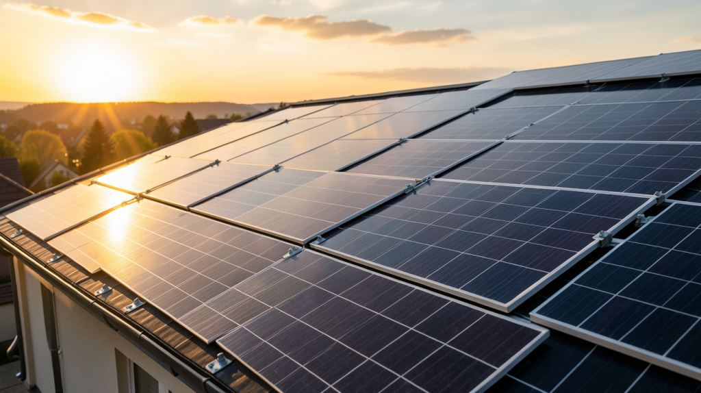 panneau solaire monocristallin ou polycristallin installé sur un toit de maison