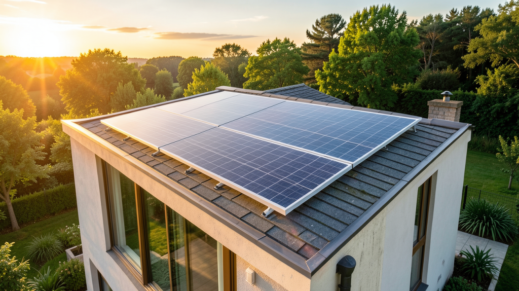 panneau solaire MyLight installé sur le toit d'une maison écologique