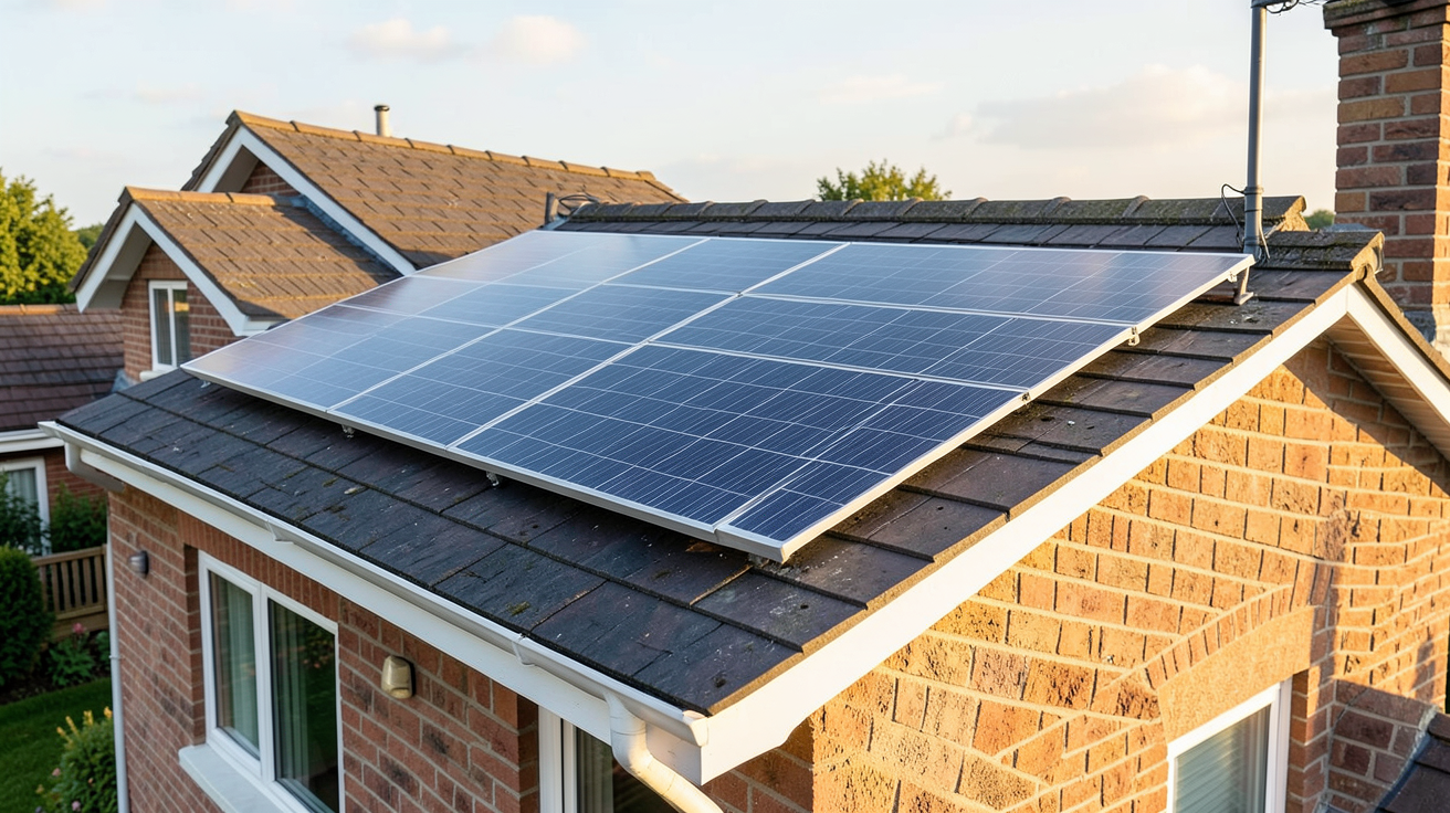 panneau solaire non déclaré installé simplement sur le toit d'une maison individuelle