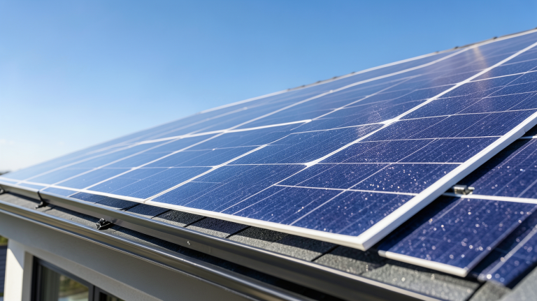 panneau solaire nouvelle génération 2022 installé sur une toiture résidentielle moderne
