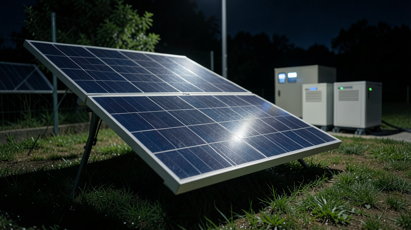 panneau solaire nuit avec batteries de stockage d'énergie pour l'éclairage nocturne