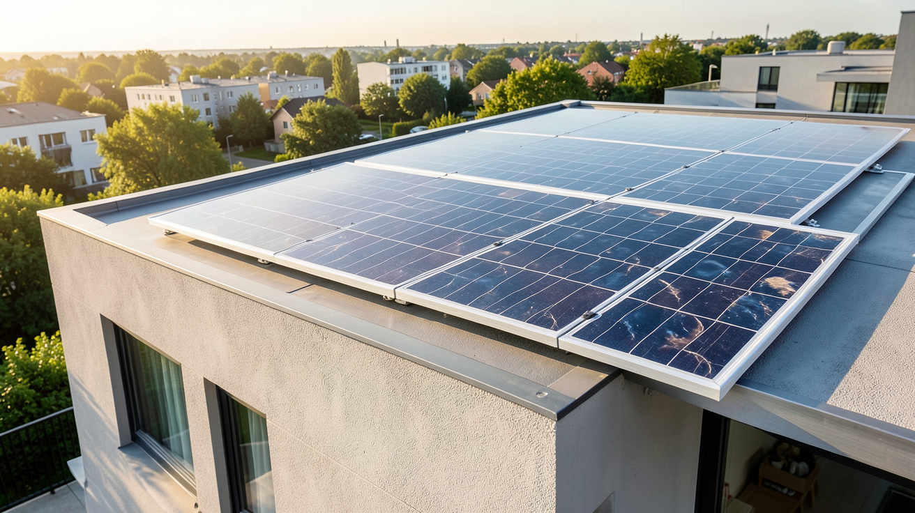 panneau solaire organique intégré en toiture d'une maison moderne