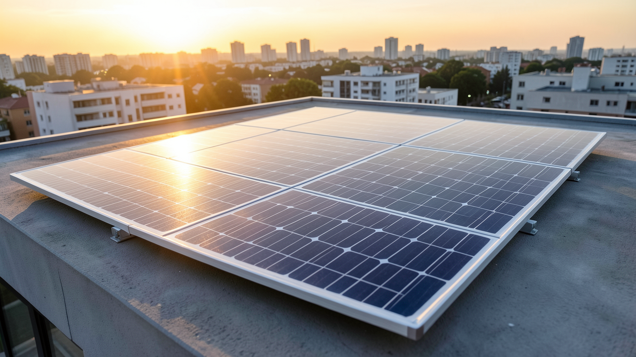 panneau solaire organique flexible installé sur un toit moderne, illustrant ses avantages majeurs