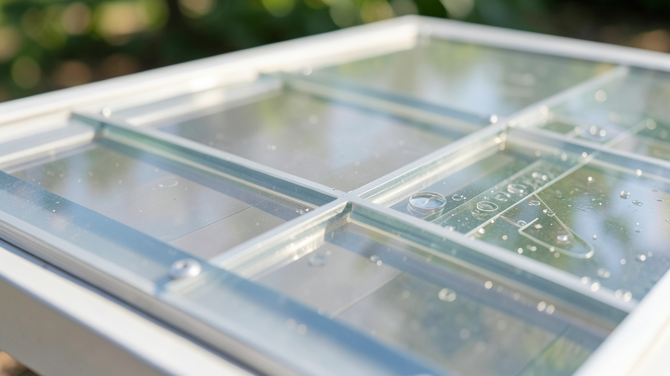 panneau solaire organique illustrant son principe de fonctionnement avec ses couches transparentes et ses composants internes