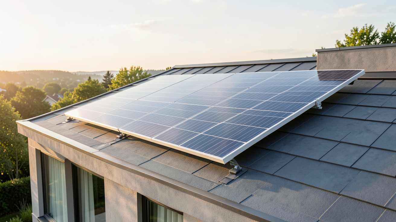 panneau solaire orientable motorisé installé sur le toit d'une maison moderne