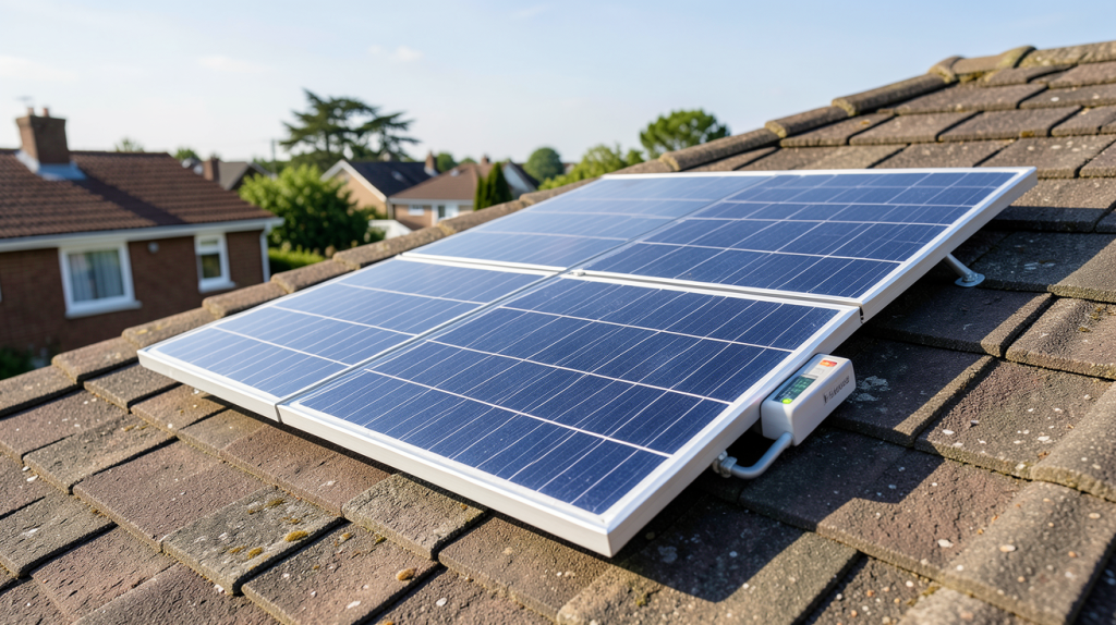 panneau solaire orientable motorisé installé sur un toit résidentiel ensoleillé