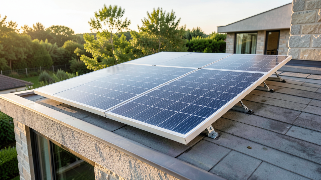 panneau solaire orientable installé sur le toit d'une maison écologique