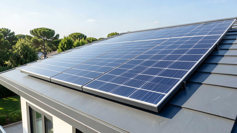 panneau solaire orienté nord installé sur le toit d'une habitation