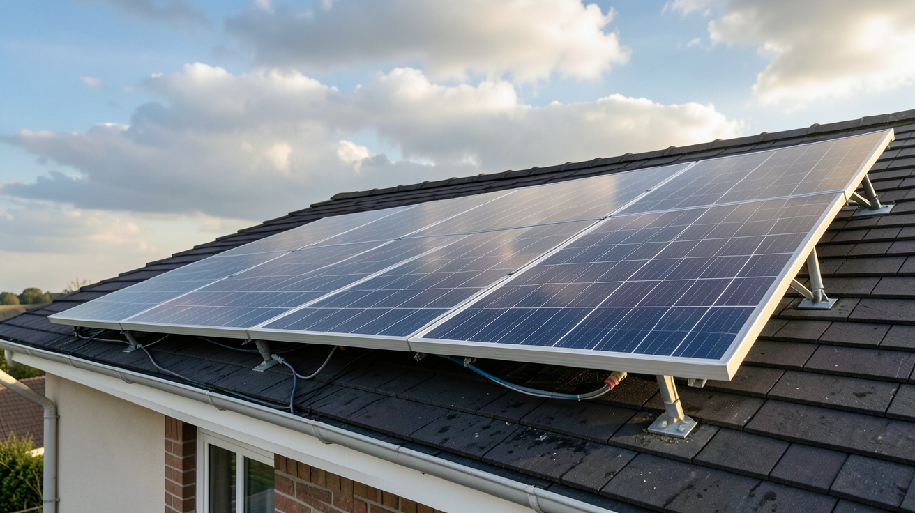 panneau solaire orienté nord installé sur le toit d'une maison individuelle