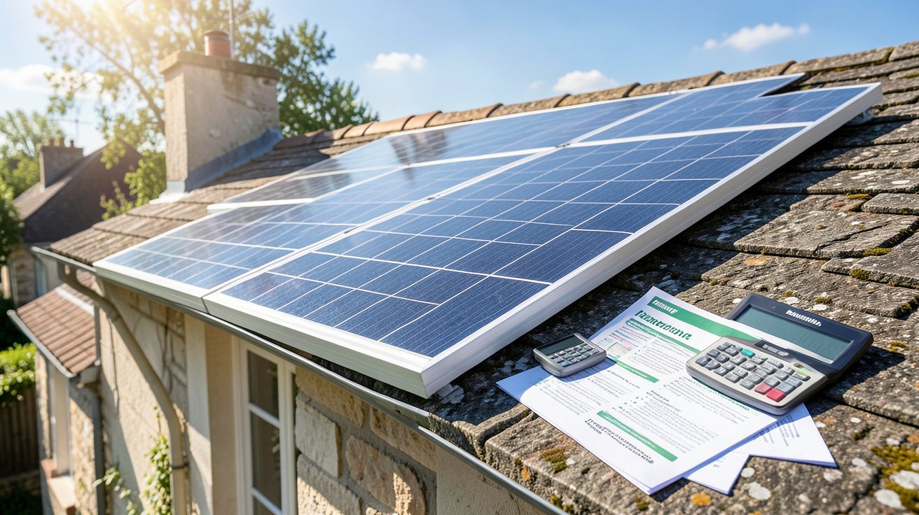 panneau solaire panasonic installé sur un toit français, illustrant le coût, les subventions et la rentabilité du système photovoltaïque