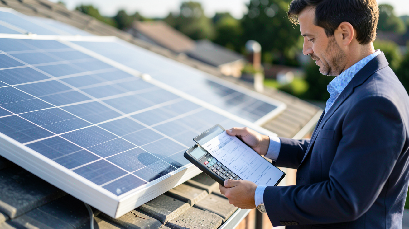 panneau solaire panneau photovoltaique avec professionnel, calculateur et devis, illustrant les coûts, aides et rentabilité