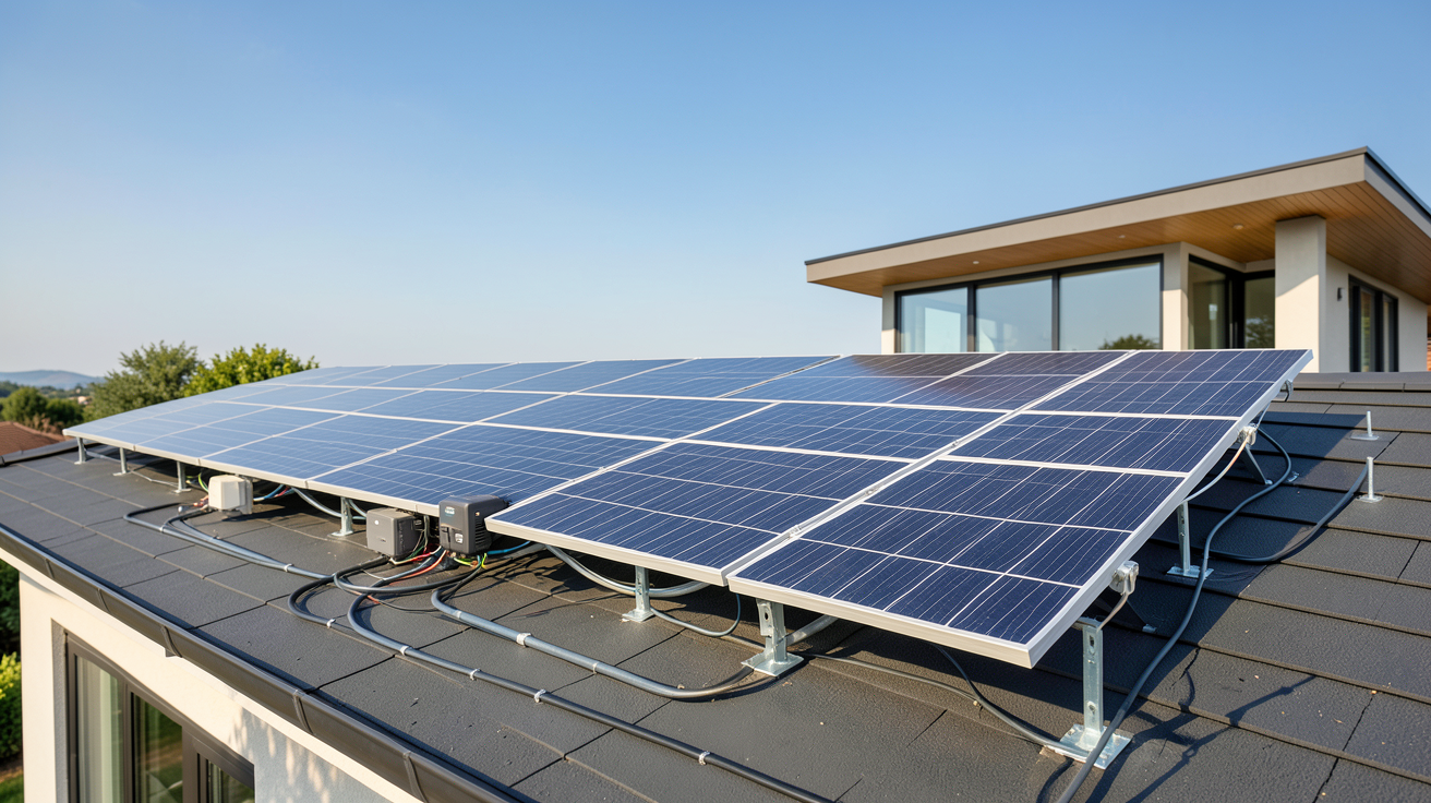 panneau solaire particulier installation de 6 kWc sur le toit d'une maison individuelle