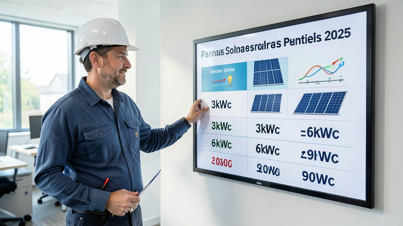 panneau solaire particulier prix installation 2025 tableau comparatif des coûts pour 3kWc 6kWc 9kWc