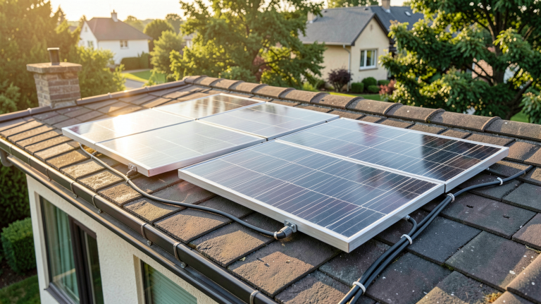 panneau solaire pas cher installé sur le toit d'une maison individuelle