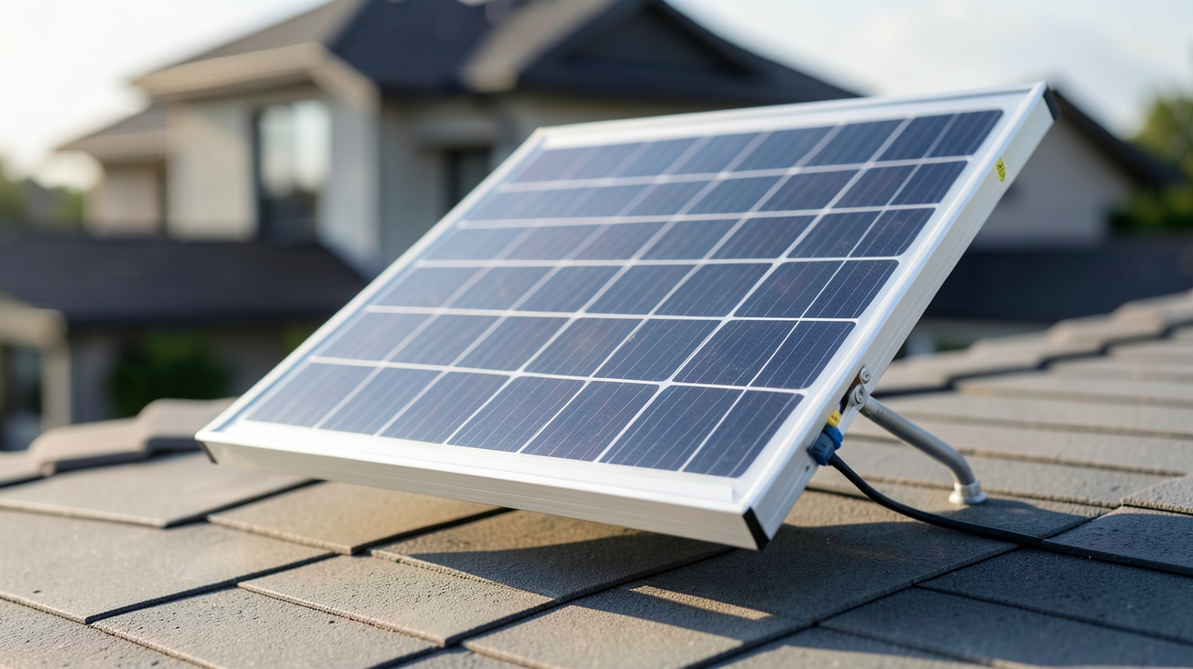 panneau solaire PERC 200W posé sur un support incliné en aluminium, mettant en avant ses critères techniques décisifs pour le choix