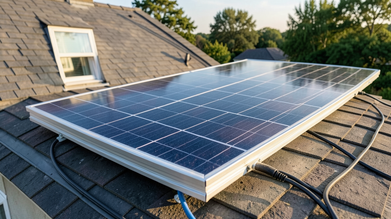 panneau solaire PERC 200W installé sur le toit d'une maison résidentielle