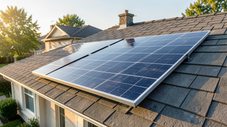 panneau solaire PERC 200W installé sur le toit d'une maison résidentielle