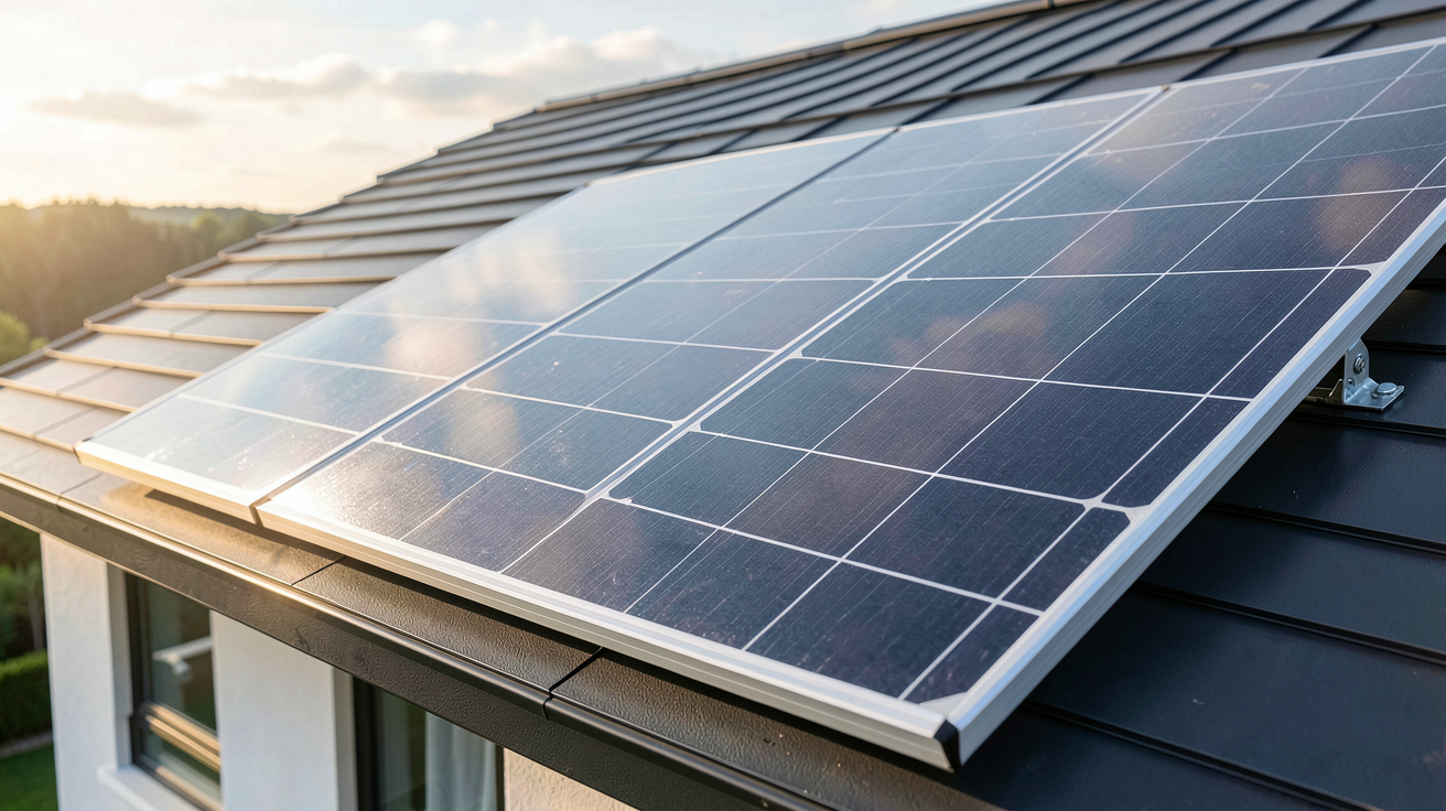 panneau solaire PERC 210W installé sur le toit d'une maison moderne