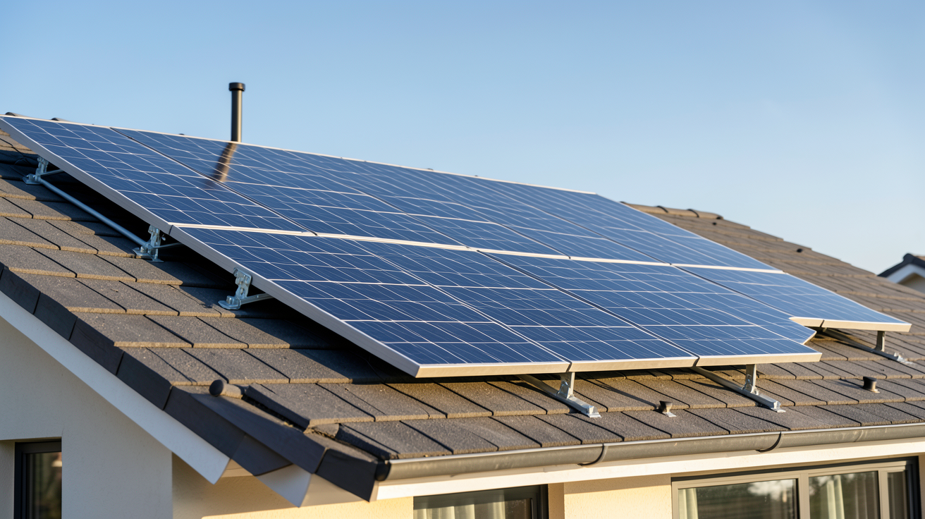 panneau solaire PERC 400W installé sur le toit d'une maison individuelle