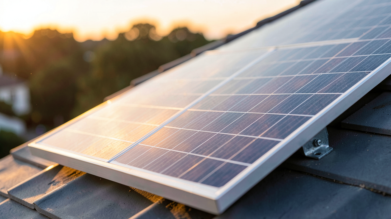 panneau solaire performant de dernière génération installé sur un toit incliné