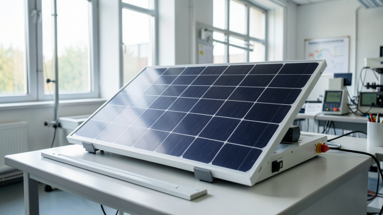 panneau solaire pérovskite en test dans un laboratoire de recherche