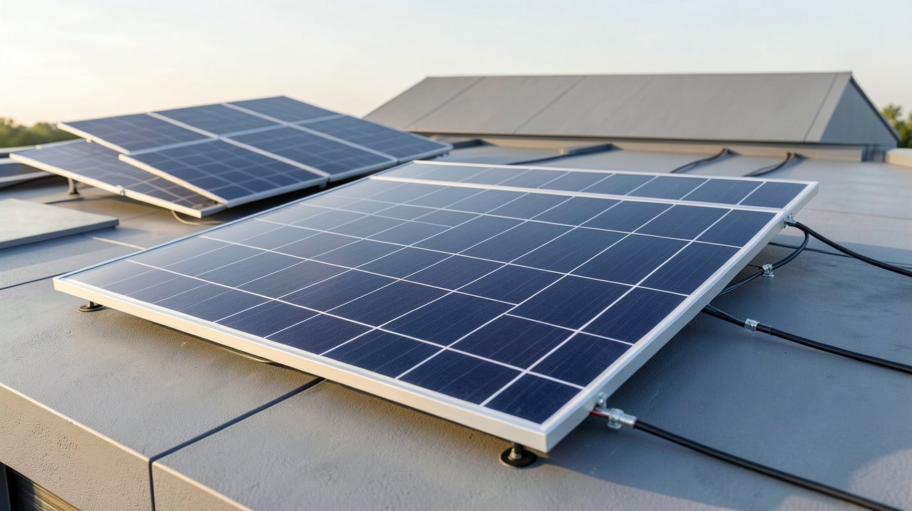 panneau solaire à pérovskite comparé à un panneau en silicium sur un toit moderne