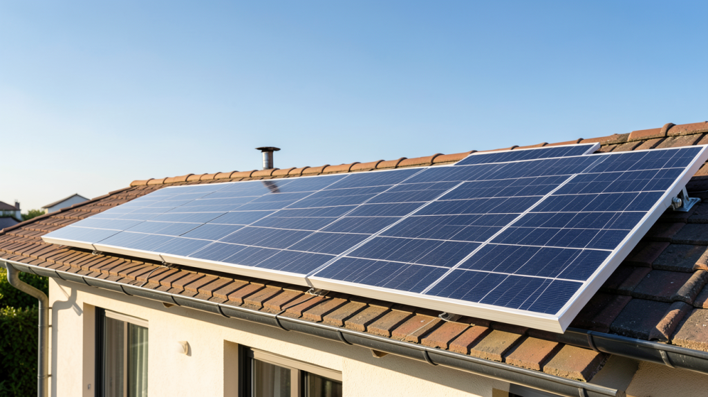 panneau solaire photovoltaïque en autoconsommation installé sur le toit d'une maison individuelle