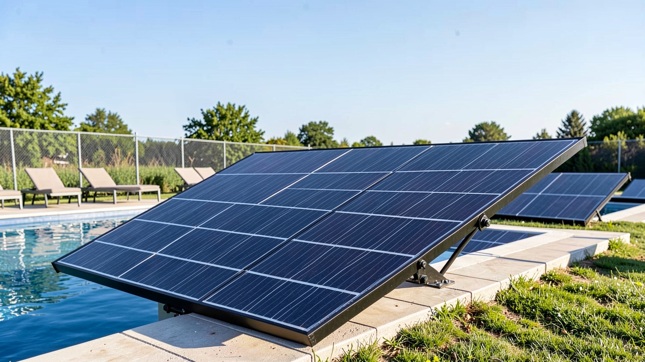 panneau solaire piscine Intex installé à l'extérieur pour chauffer l'eau