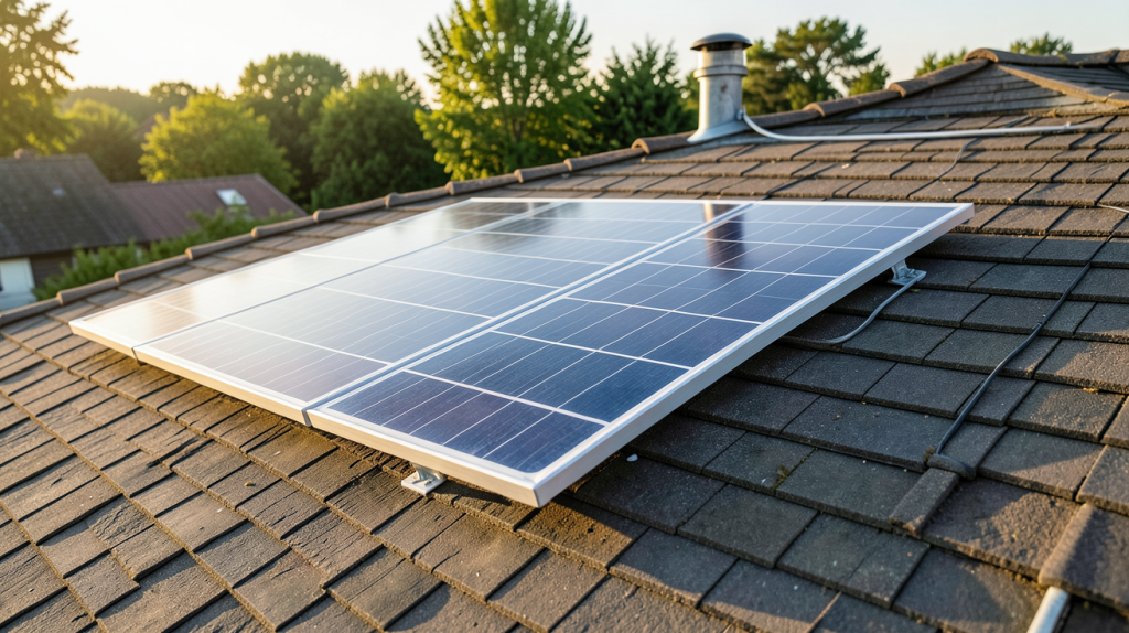 panneau solaire plug and play 1000w installé sur le toit d'une maison individuelle