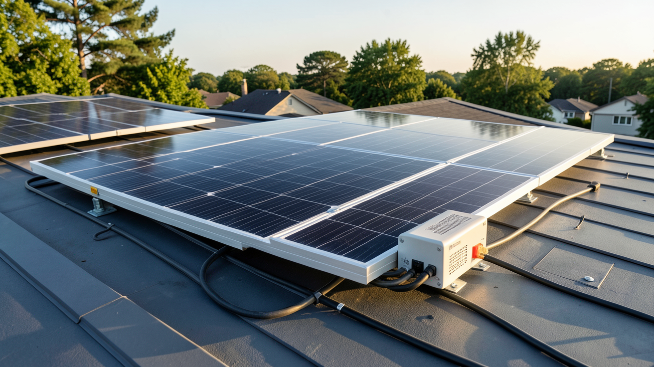 panneau solaire plug and play 400w kit complet installé sur un toit de maison
