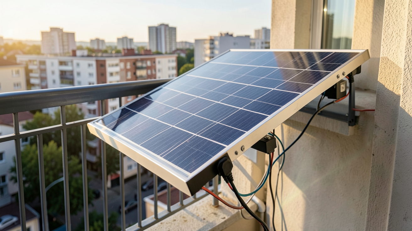 panneau solaire plug and play installé sur un balcon avec orientation sud et inclinaison optimale pour une production maximale