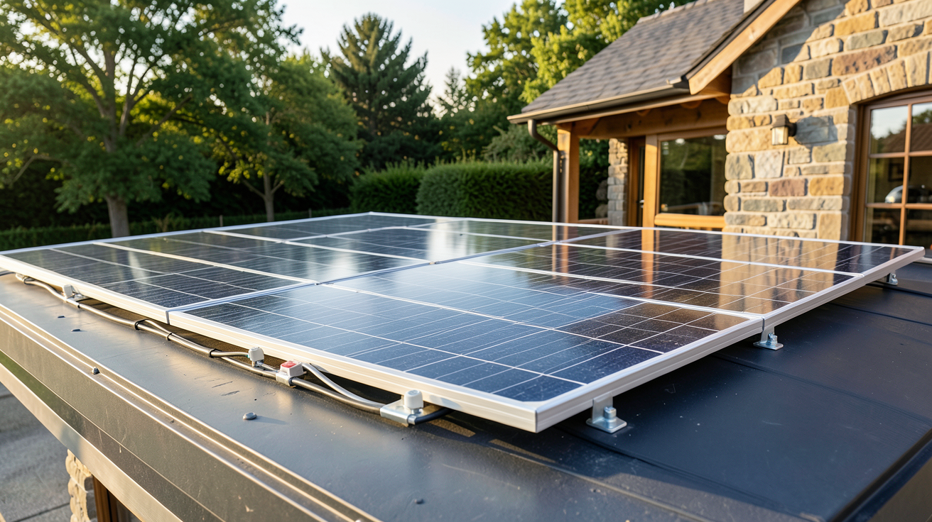 panneau solaire plug and play installé sur le toit d'une boulangerie artisanale