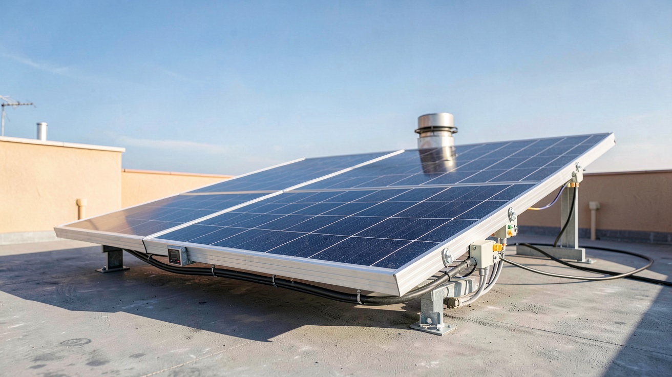 panneau solaire plug and play Leroy Merlin installé sur une terrasse ensoleillée pour optimiser l'ensoleillement