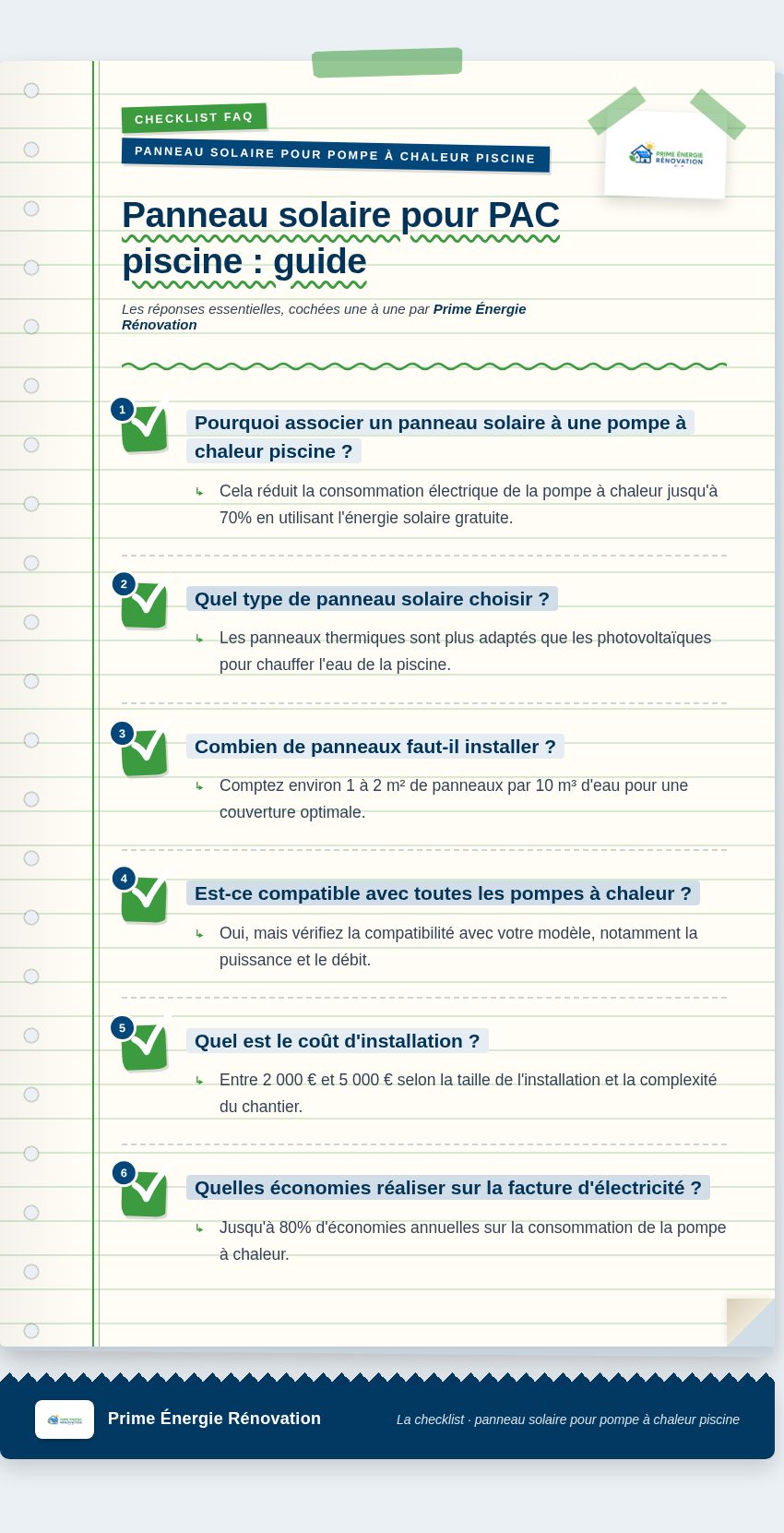 Infographie : Panneau solaire pour PAC piscine : guide