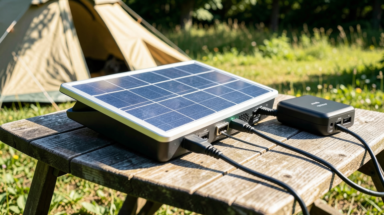 panneau solaire portable 220v installé correctement et en toute sécurité pour une utilisation en extérieur