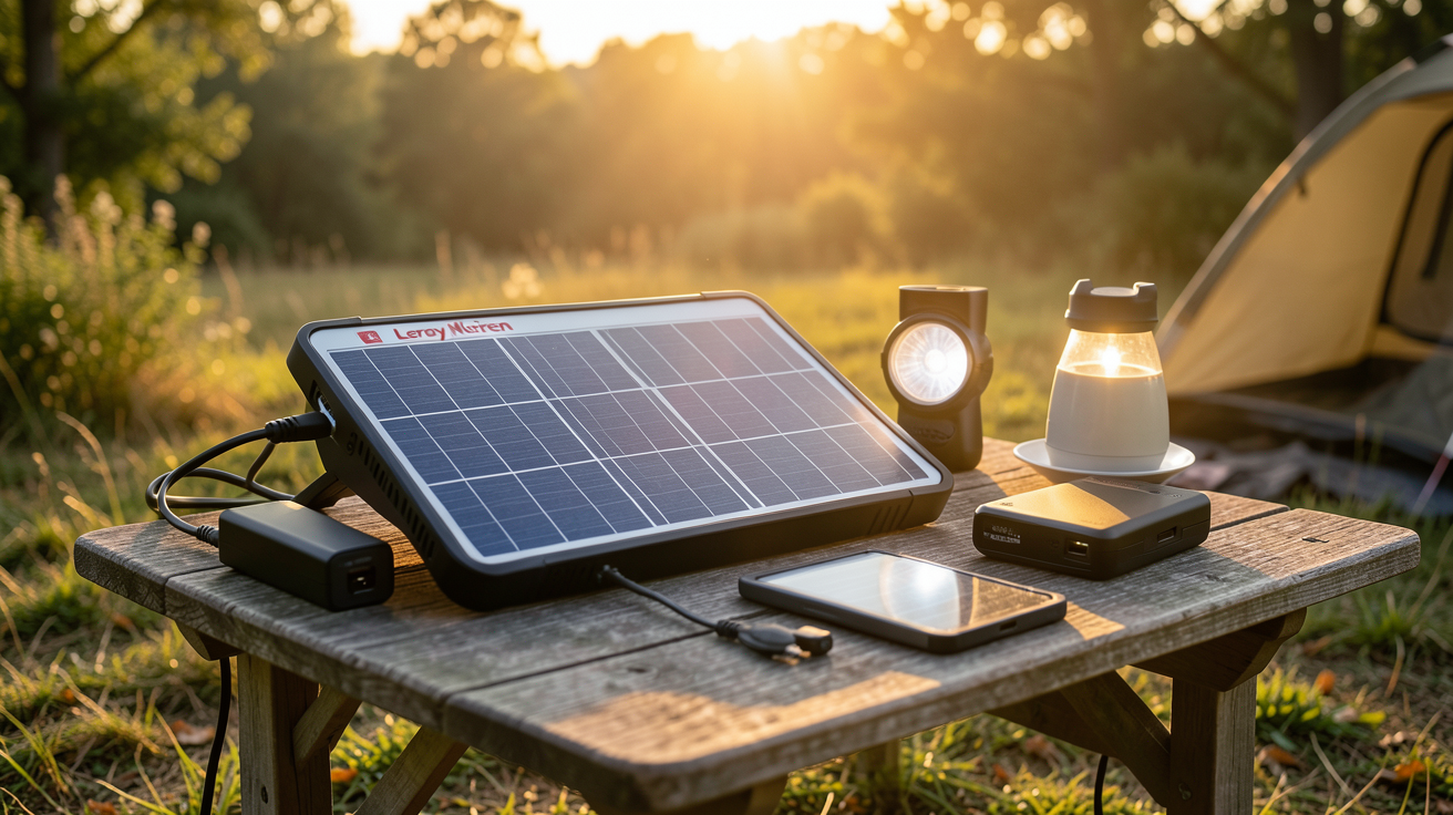 panneau solaire portable Leroy Merlin comparé à d'autres solutions d'énergie nomade comme une batterie externe et une lampe solaire