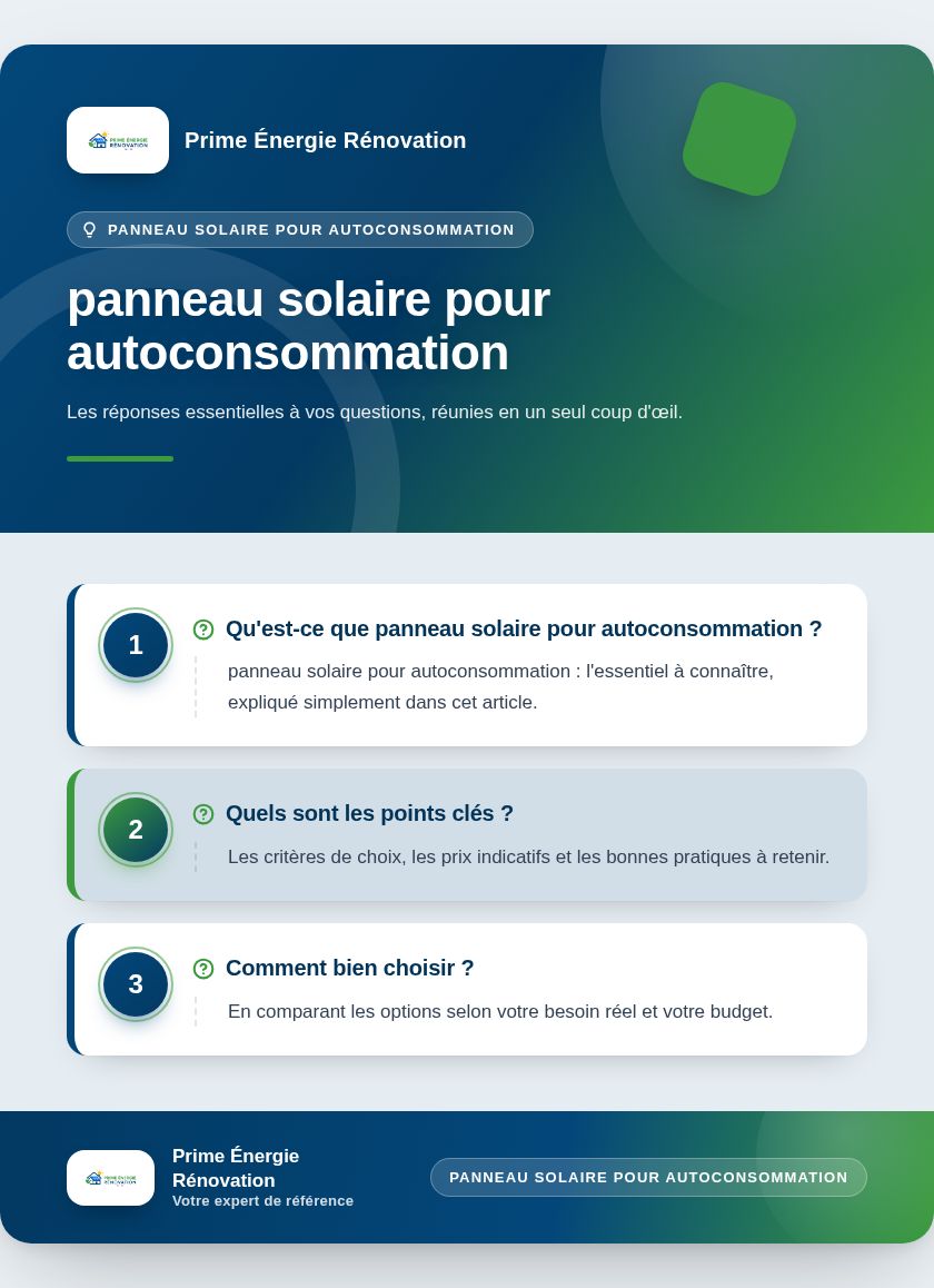 Infographie : panneau solaire pour autoconsommation