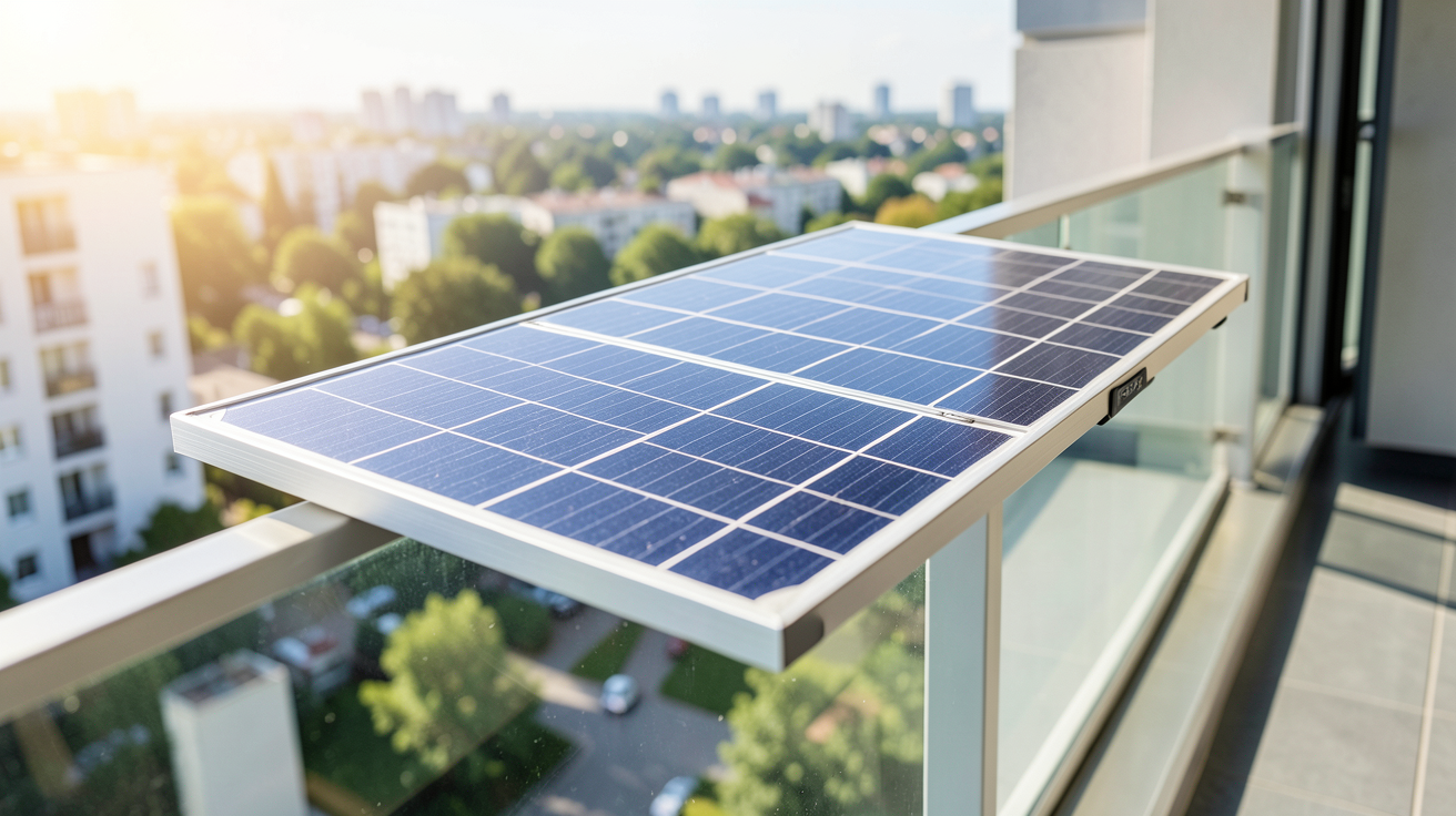 panneau solaire pour balcon appartement avec un kit solaire Plug and Play de 440W installé sur un garde-corps