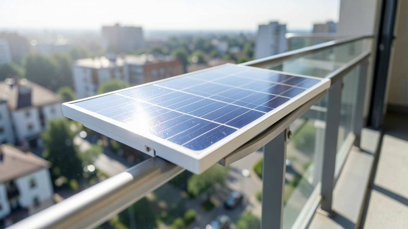 panneau solaire pour balcon sous forme de kit Plug and Play de 440W installé sur une rambarde