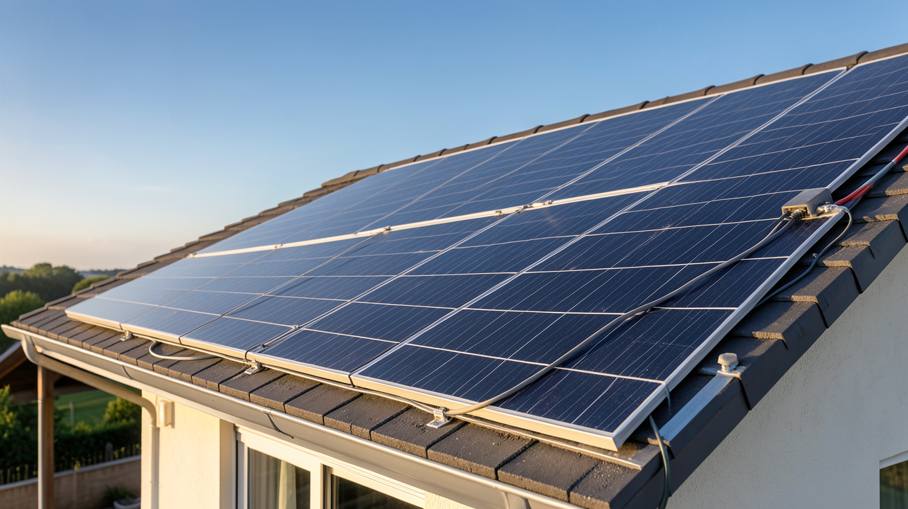 panneau solaire pour chauffage 2000w installé sur le toit d'une maison pour calculer la production annuelle