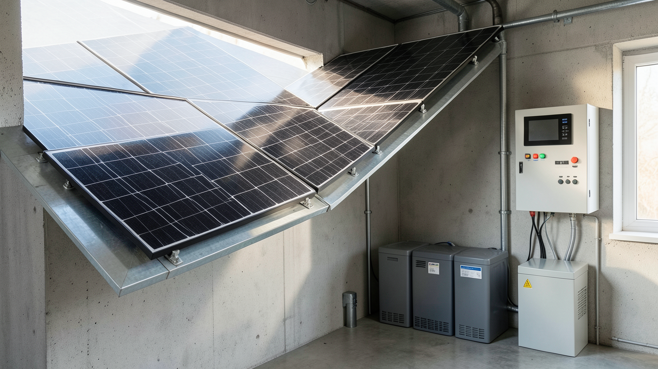 panneau solaire pour chauffage 2000w schéma d'installation avec panneaux, onduleur et gestion de l'énergie