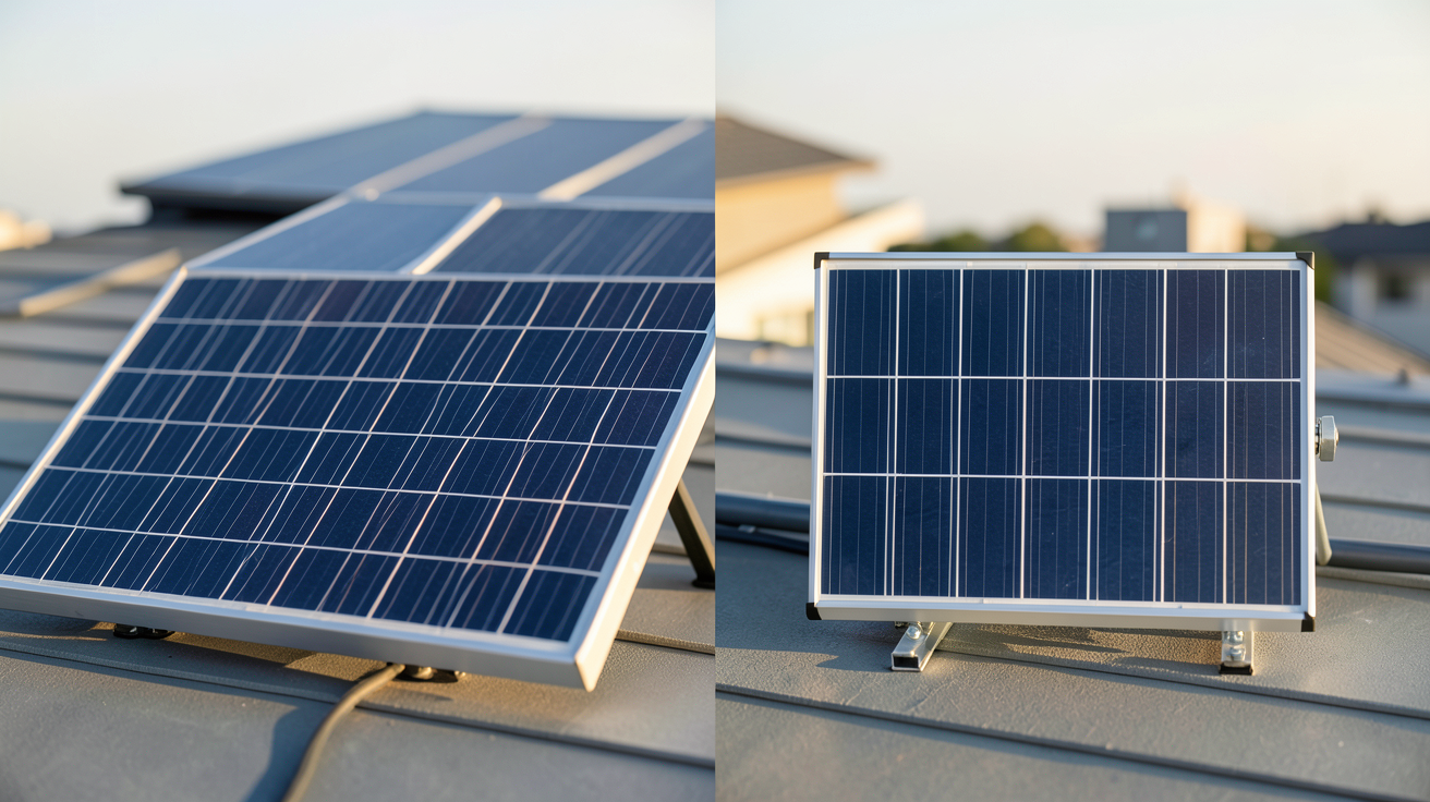 panneau solaire pour chauffage comparant un panneau photovoltaïque et un panneau thermique installés sur un toit