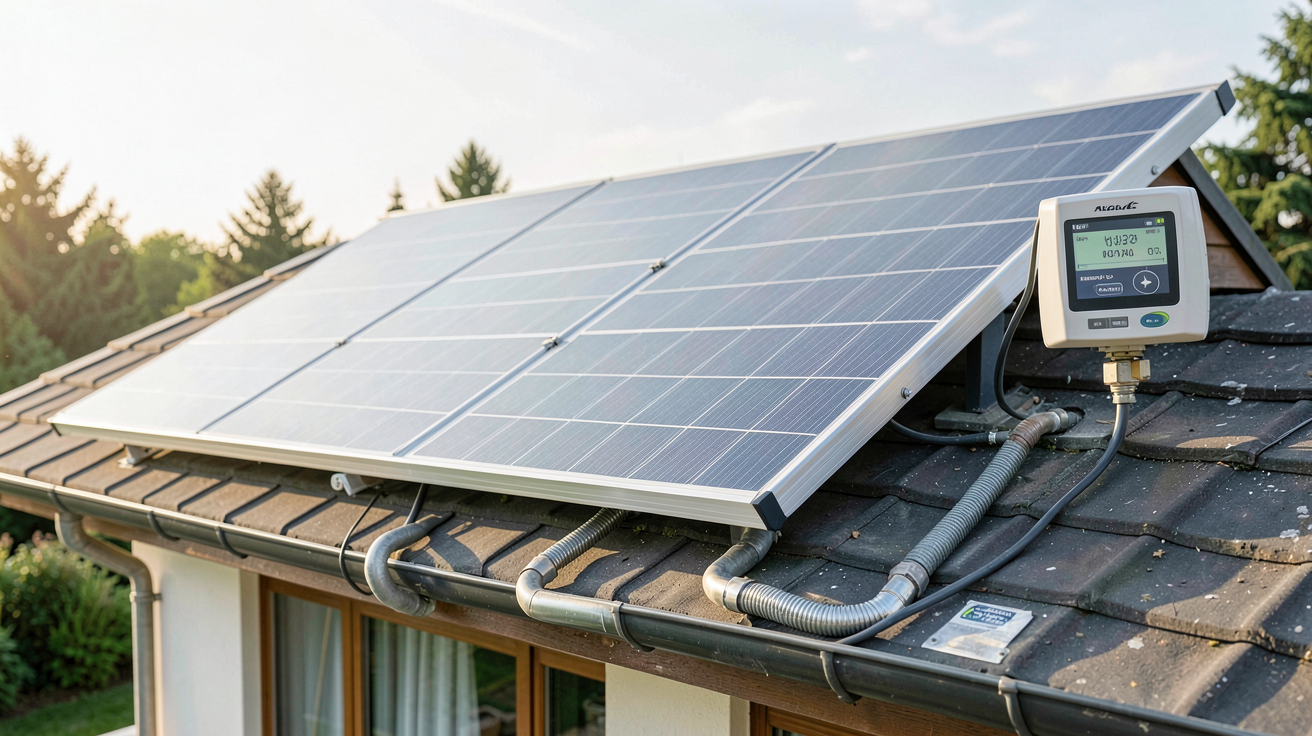 panneau solaire pour chauffe-eau affichant le retour sur investissement et les économies d'énergie annuelles