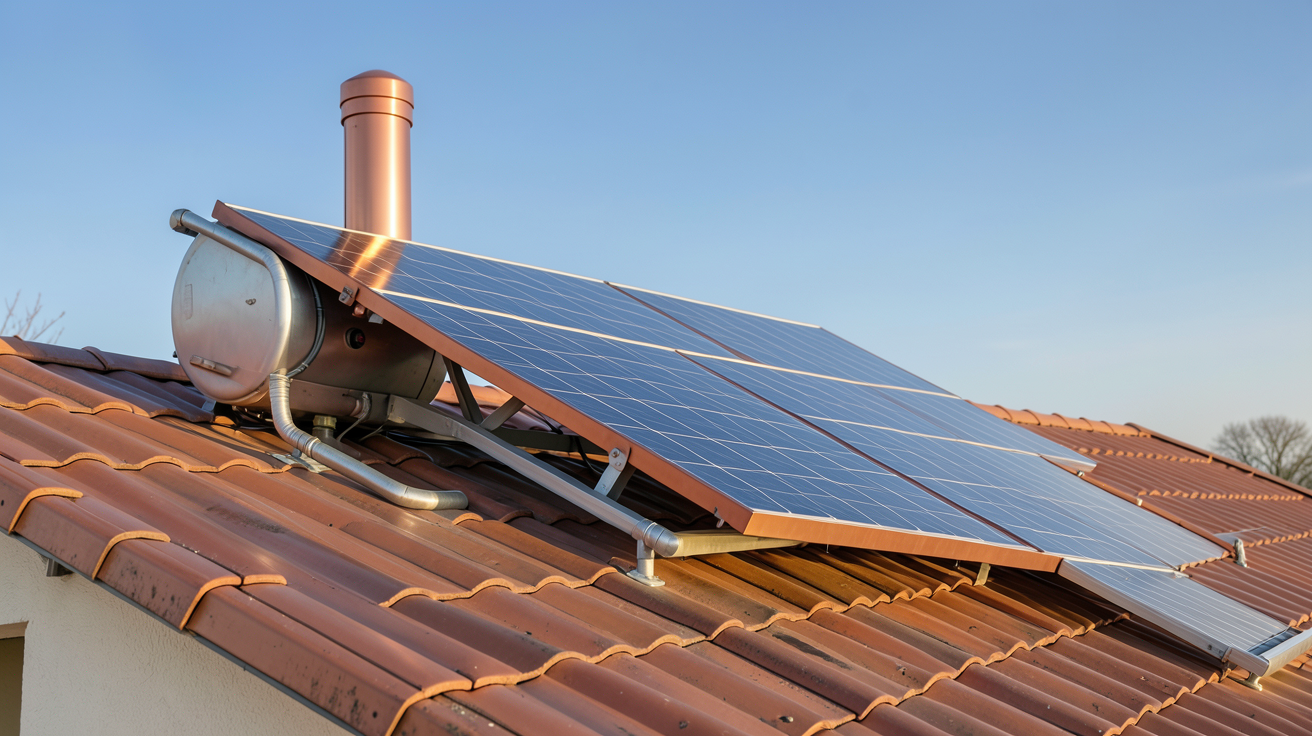 panneau solaire pour chauffer l'eau d'un chauffe-eau solaire thermique installé sur un toit