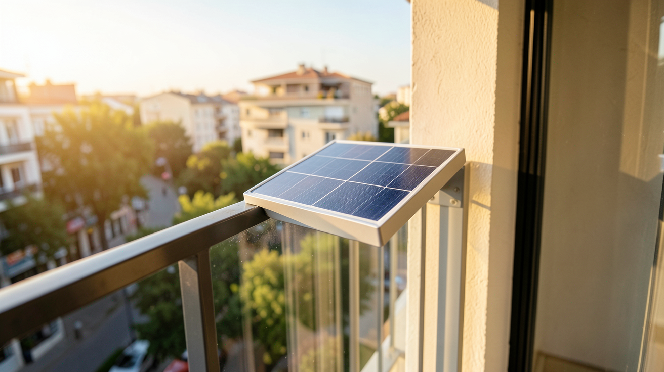panneau solaire pour locataire de type kit plug and play installé sur un balcon.