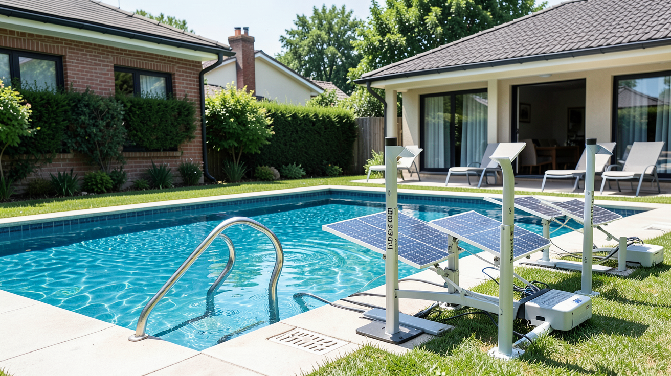 panneau solaire pour piscine stations solaires plug & play installées près d’une piscine, solution clé en main ultra efficace