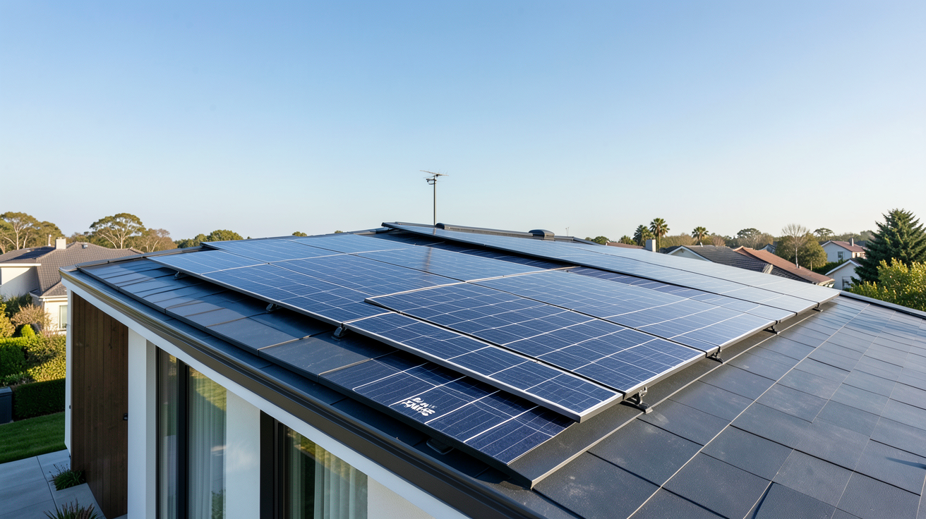 panneau solaire Powertec installé sur le toit d'une maison moderne